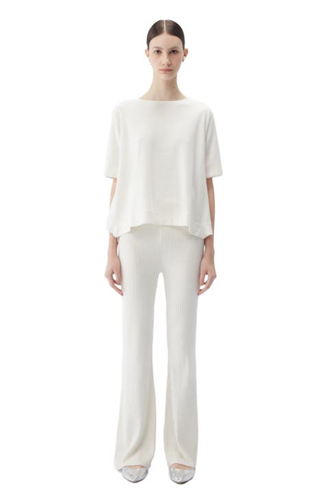 Box-Cut Cotton Silk Cashmere Blend T-Shirt