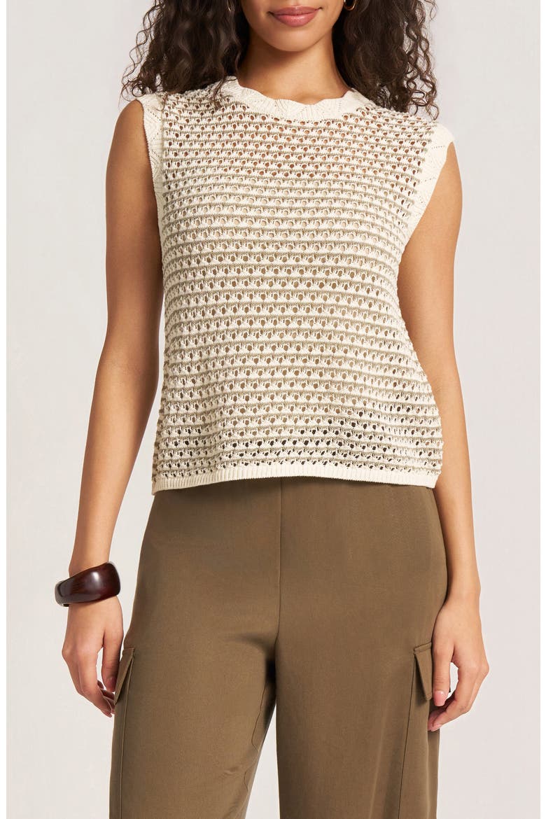 Brookside Crochet Vest, Main, color, NATURAL/SA