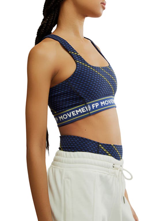 Free People Logo Never Better Square Neck Sports Bra In Black Combo