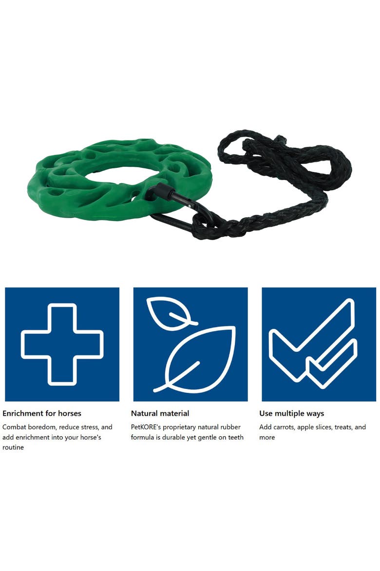 Luna Ring, Horse Equine, 9 Inchs Green, Rubber Treat Puzzle Toy, Alternate, color, Green