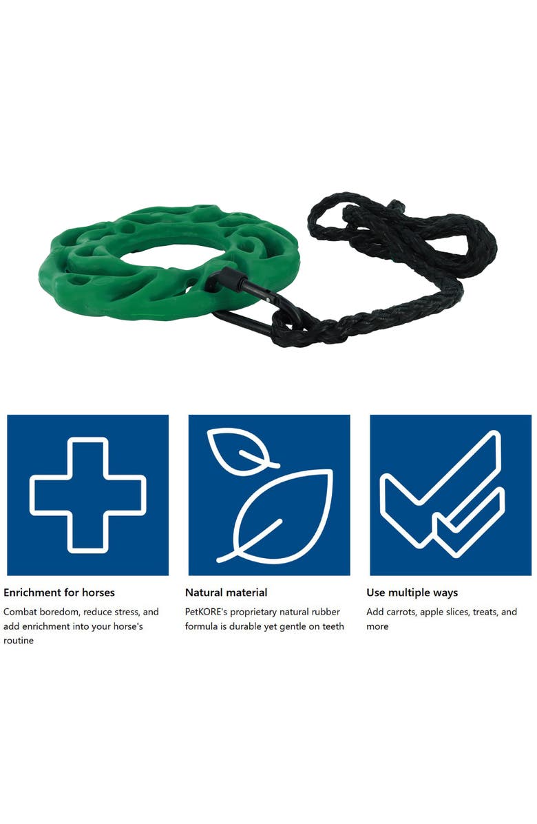 PetKORE Luna Ring, Horse Equine, 9 Inchs Green, Rubber Treat Puzzle Toy, Alternate, color, Green