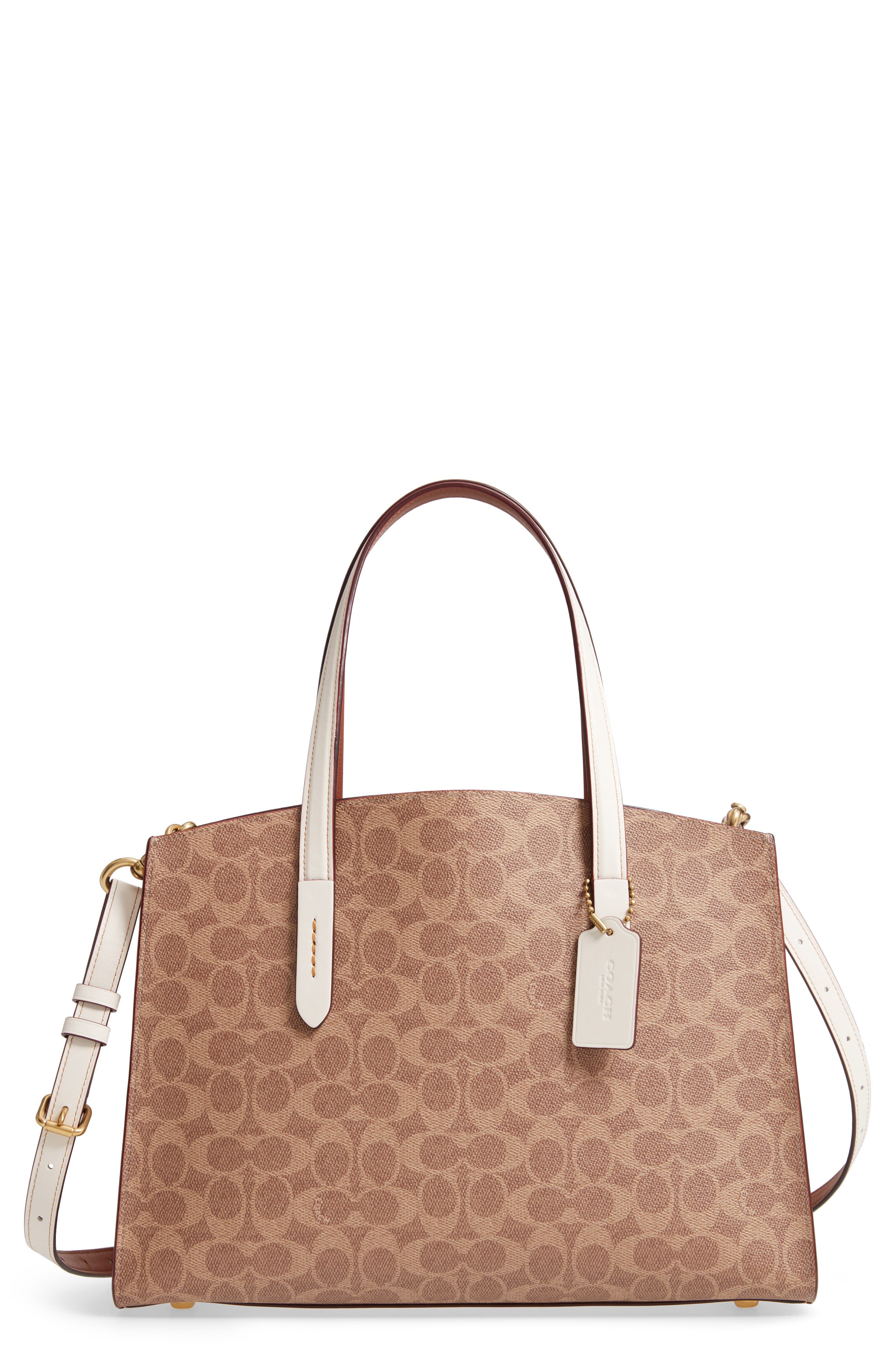 Charlie Signature Canvas Tote, Main, color, B4/ CHALK