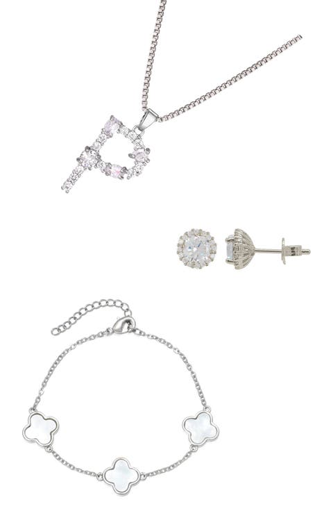 3-Piece Mixed Cubic Zirconia Initial Jewelry Set
