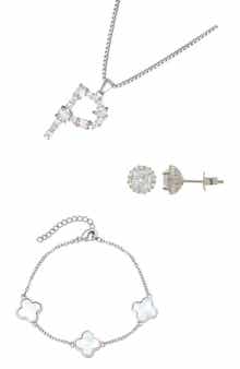 3-Piece Mixed Cubic Zirconia Initial Jewelry Set
