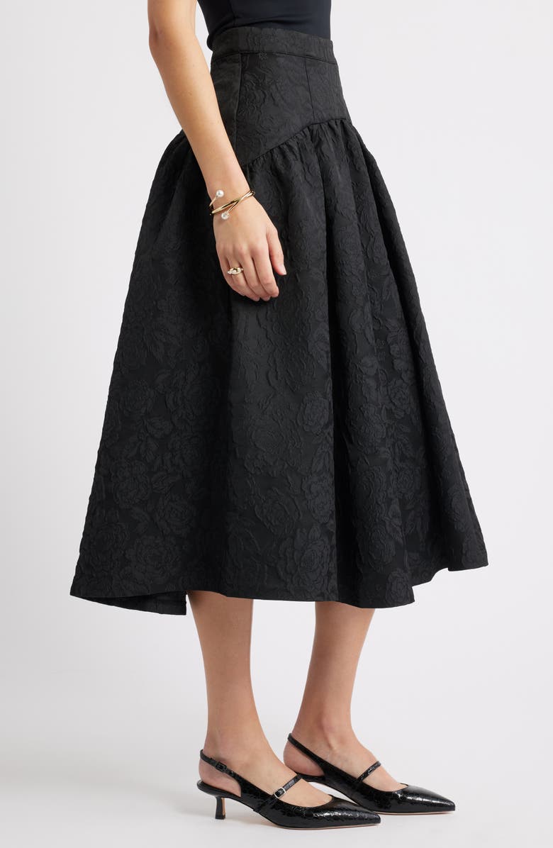 Caslon<sup>®</sup> Floral Jacquard Full Midi Skirt, Alternate, color, Black Jacquard