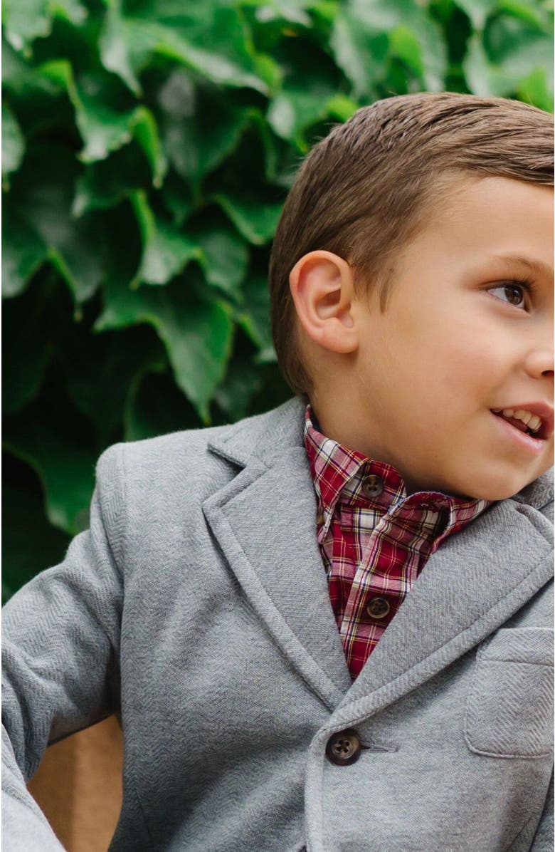 Hope & Henry Baby Boys' Fleece Blazer, Infant, Alternate, color, Gray Heather Herringbone