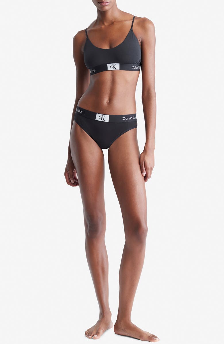 Calvin Klein 1996 Unlined Stretch Cotton Bralette, Alternate, color,