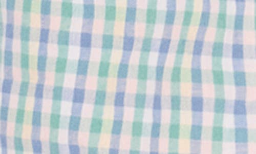 Petite Plume Kids' Gingham Cotton Blend Twill Two-piece Pajamas In Blue/white Plaid