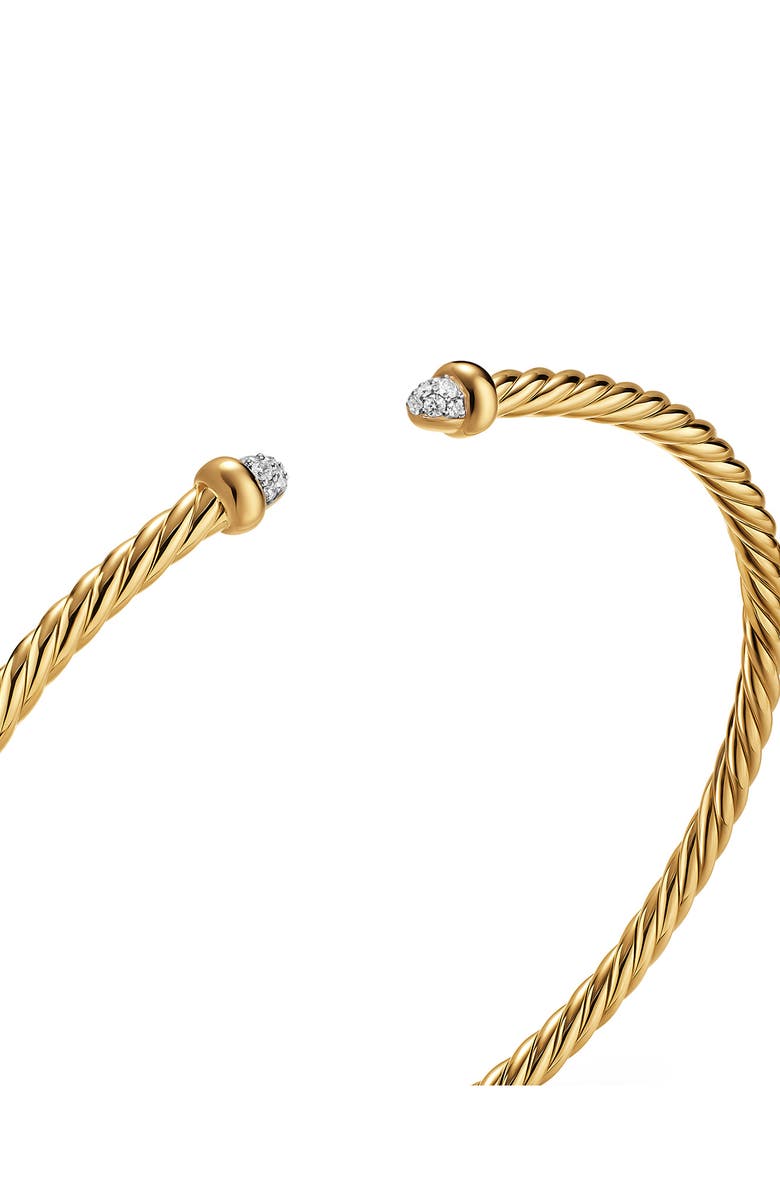 David Yurman Micro Cablespira<sup>®</sup> Flex Bracelet in 18K Yellow Gold with Diamonds, 2.6mm, Alternate, color, Gold