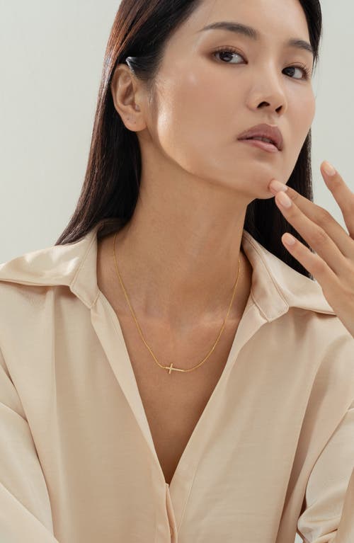 Bearfruit Jewelry Sterling Silver 18k Gold Plated Horizontal Cross Necklace Holiday Gift Idea In Gold