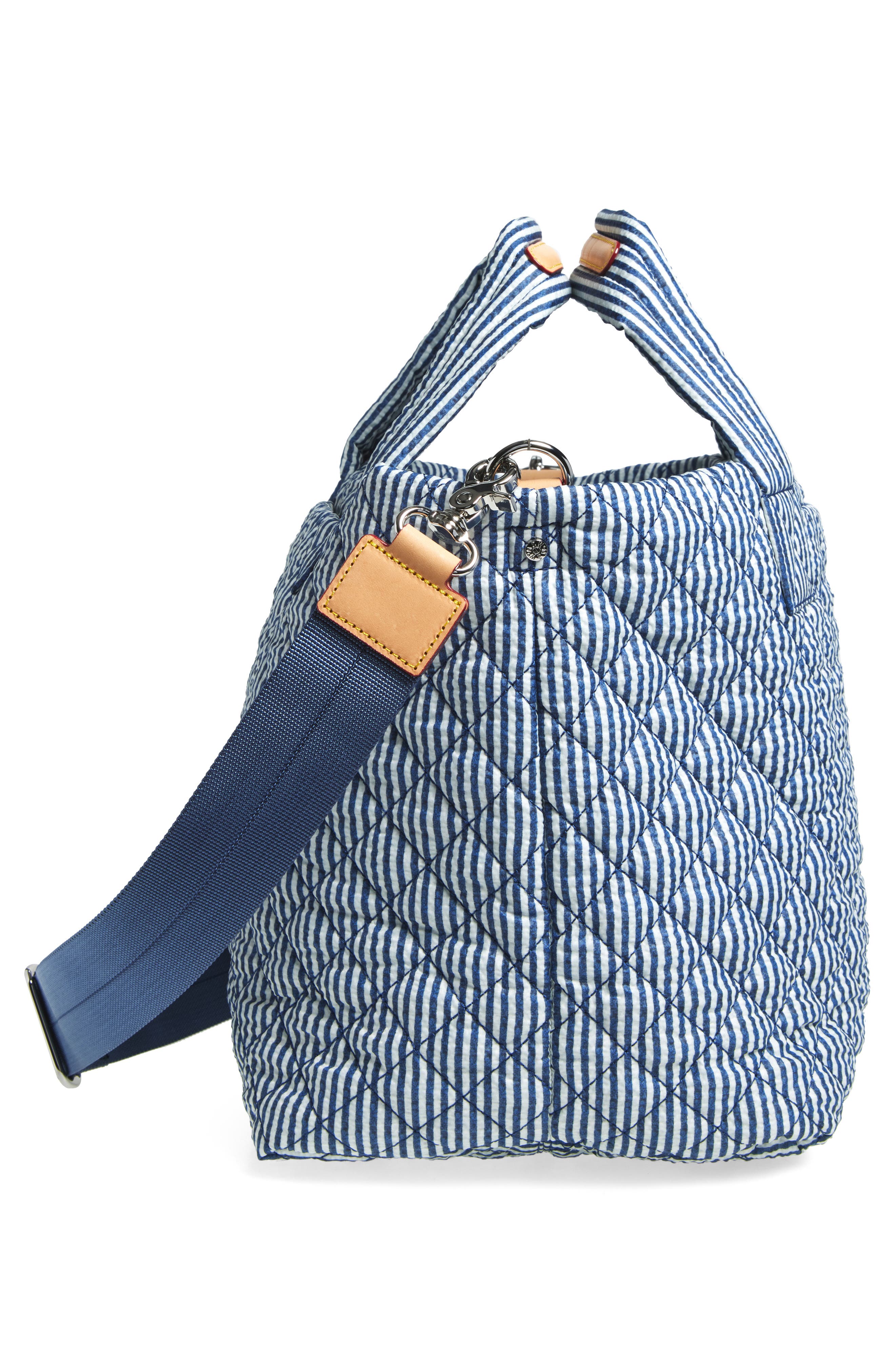 MZ Wallace Small Metro Deluxe Quilted Seersucker Tote, Alternate, color, Seersucker