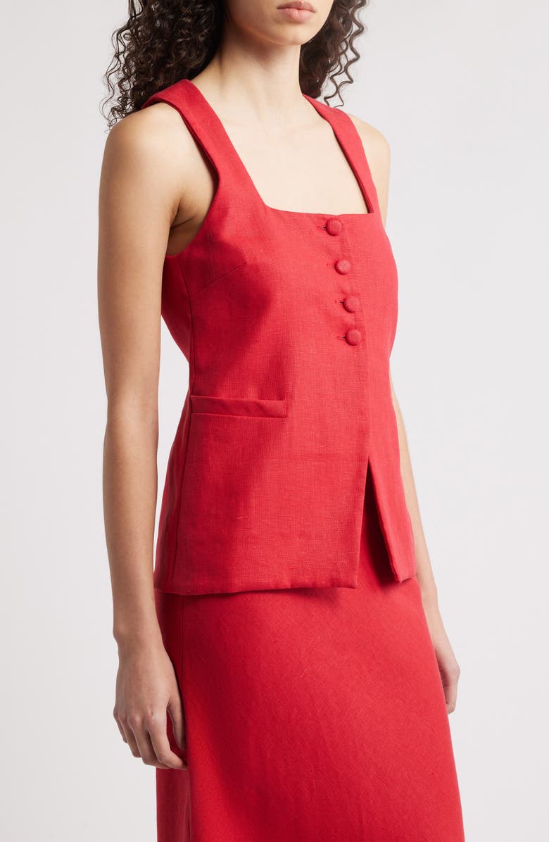 Faithfull the Brand Jacket Linen Vest, Alternate, color, Red