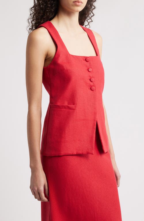 Shop Faithfull The Brand Jacket Linen Vest In Red