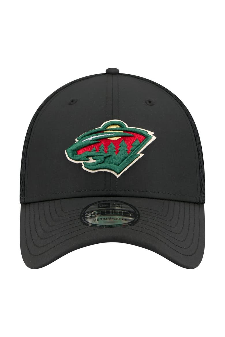 Men's New Era  Black Minnesota Wild Logo 39THIRTY Flex Hat, Alternate, color, Black