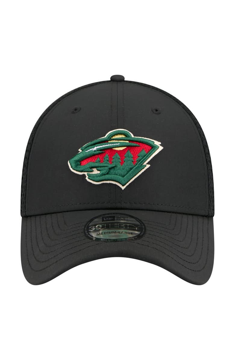 New Era Men's New Era  Black Minnesota Wild Logo 39THIRTY Flex Hat, Alternate, color, Black