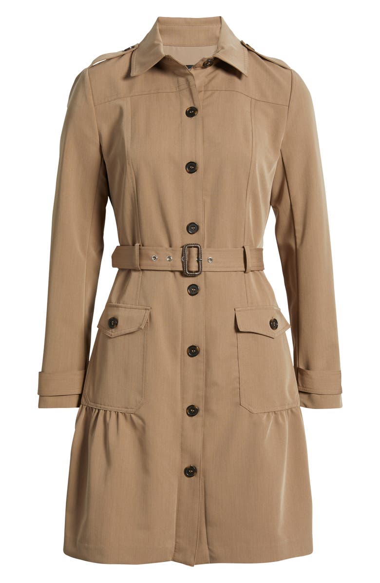 Tahari ASL Safari Belted Long Sleeve Minidress, Alternate, color, Latte