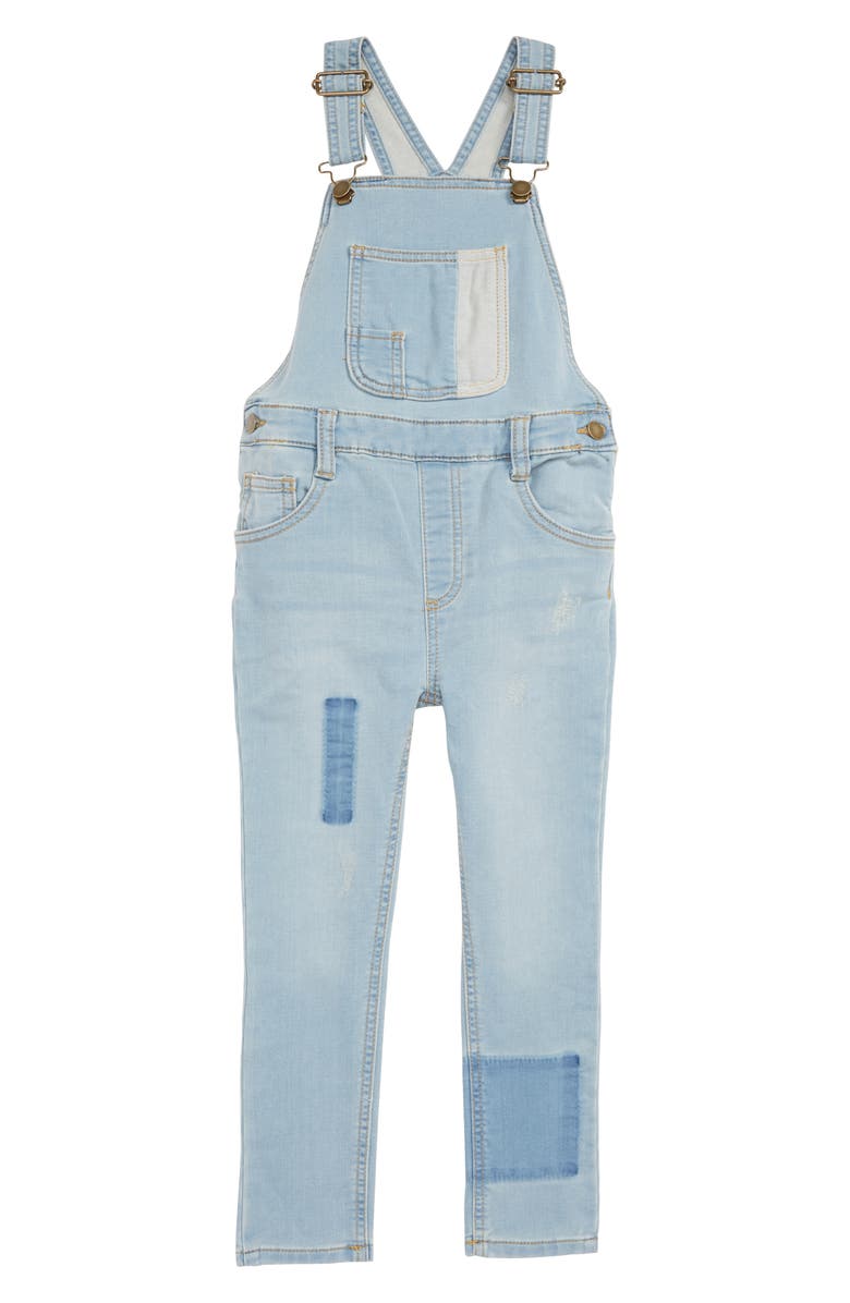 Stem Distressed Denim Skinny Overalls, Main, color,