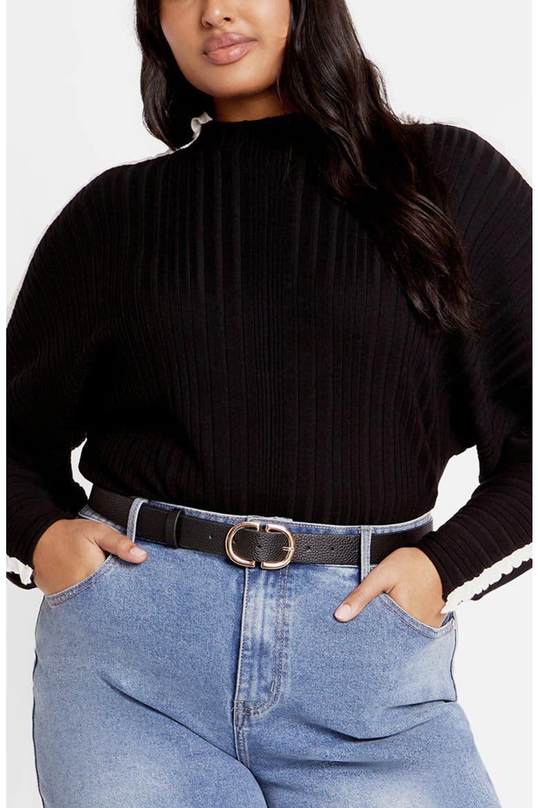 Miranda Funnel Neck Sweater, Main, color, BLACK