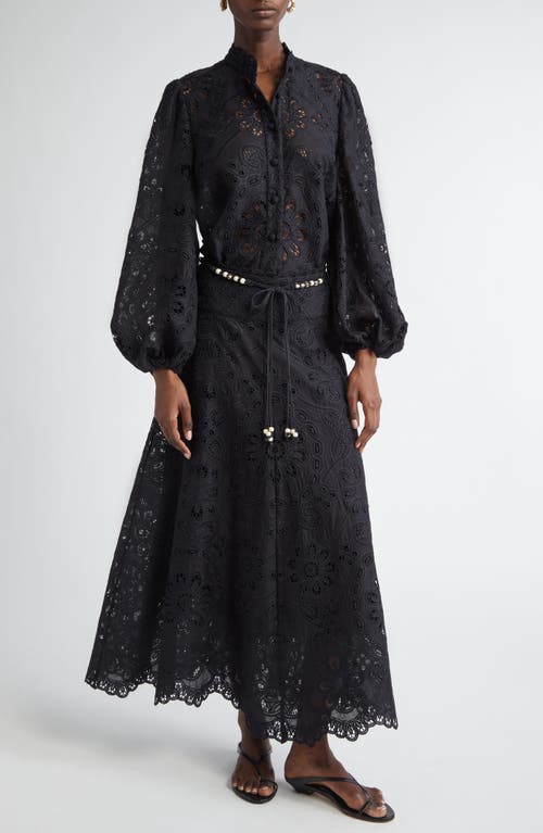 ZIMMERMANN ZIMMERMANN RHIANNON GUIPURE LACE TRIM COTTON MAXI SKIRT