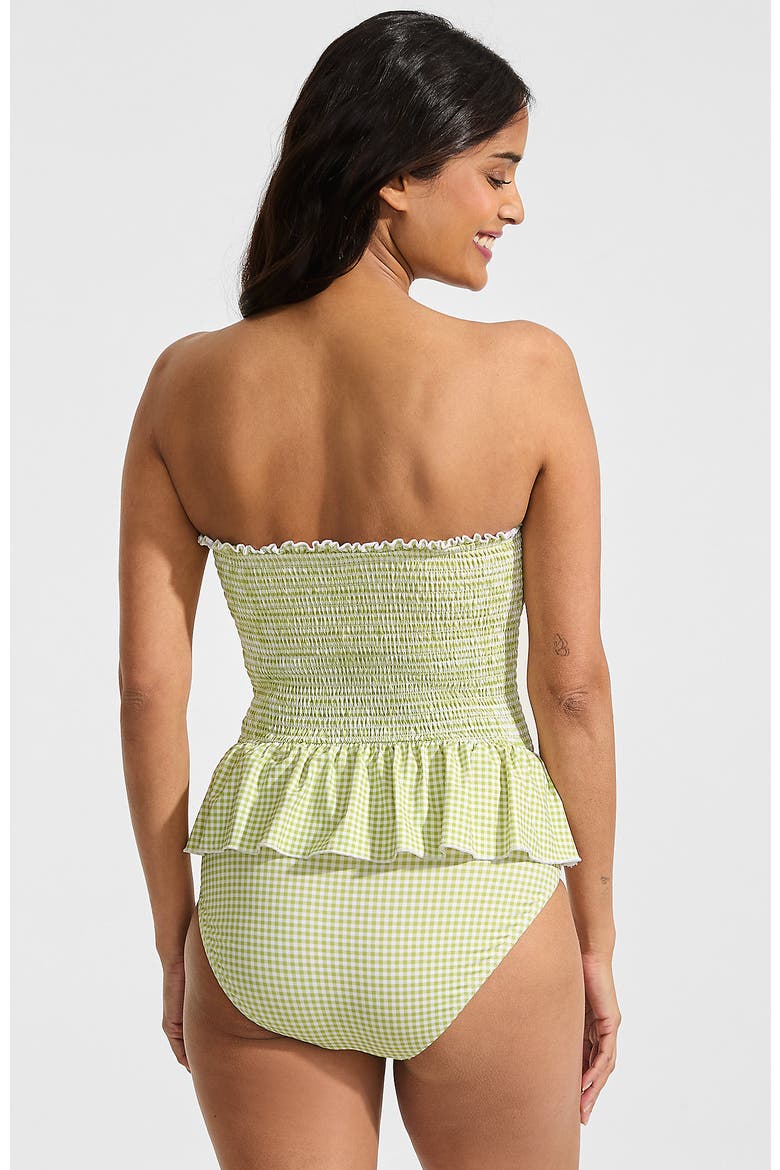 Lands' End Smocked Bandeau Peplum One Piece Swimsuit (Women