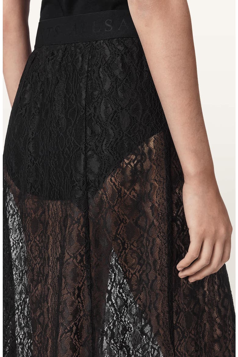 Arran Snakeskin Texture Maxi Skirt, Alternate, color, BLACK