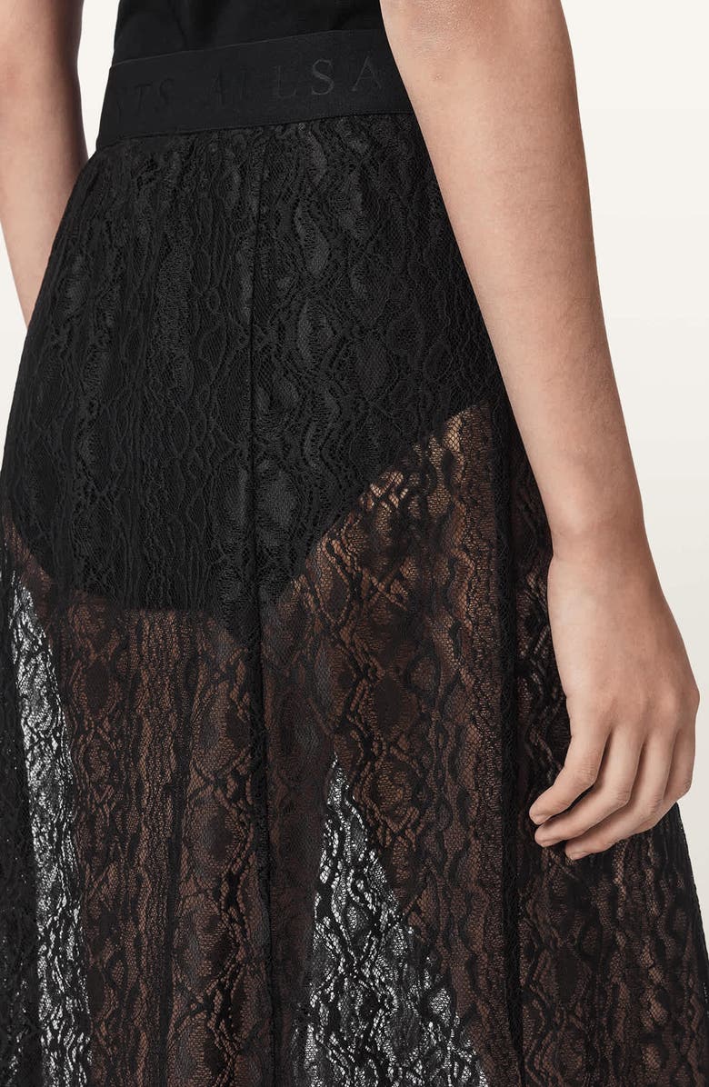 AllSaints Arran Snakeskin Texture Maxi Skirt, Alternate, color, Black