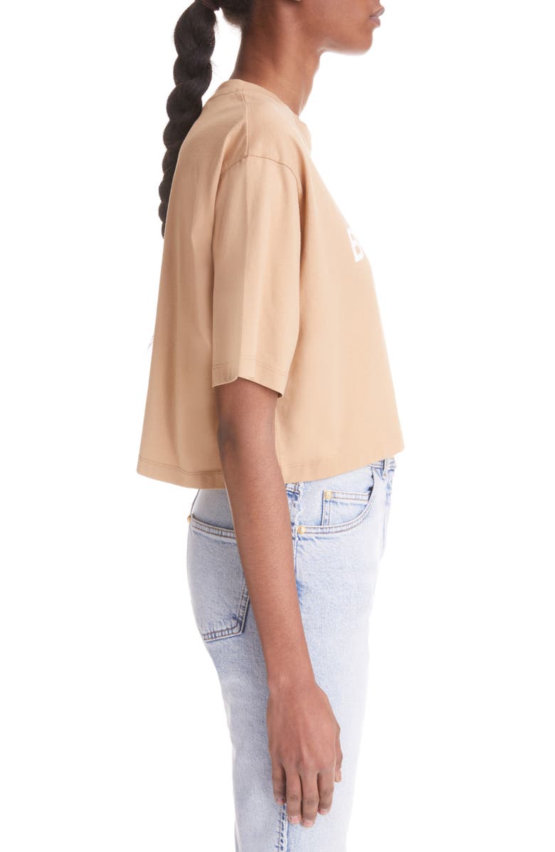 Balmain Crop Cotton Logo Tee, Alternate, color, 