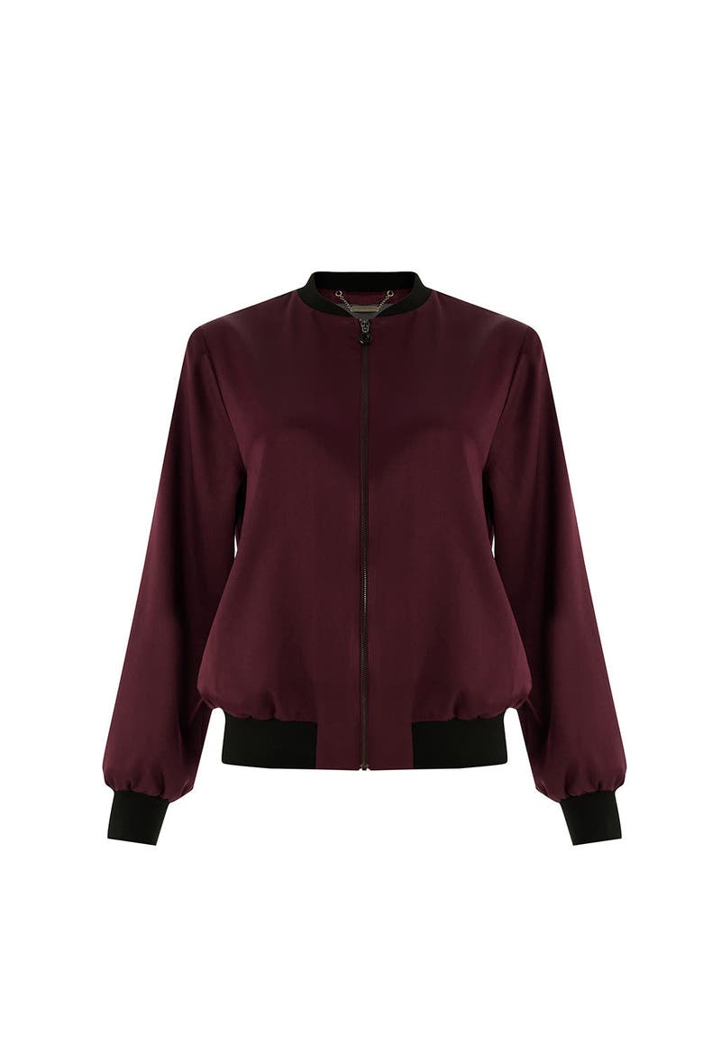Lacey Bomber Jacket, Alternate, color, BURGUNDY