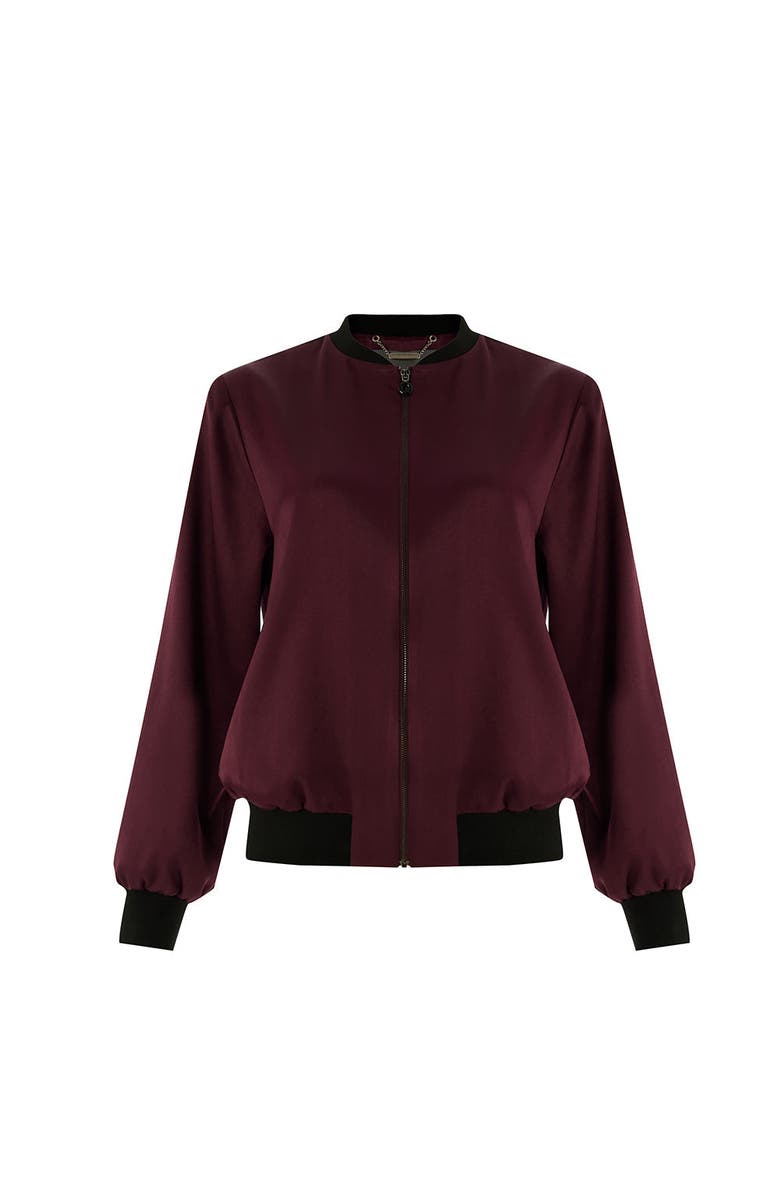 Exquise Lacey Bomber Jacket, Alternate, color, Burgundy