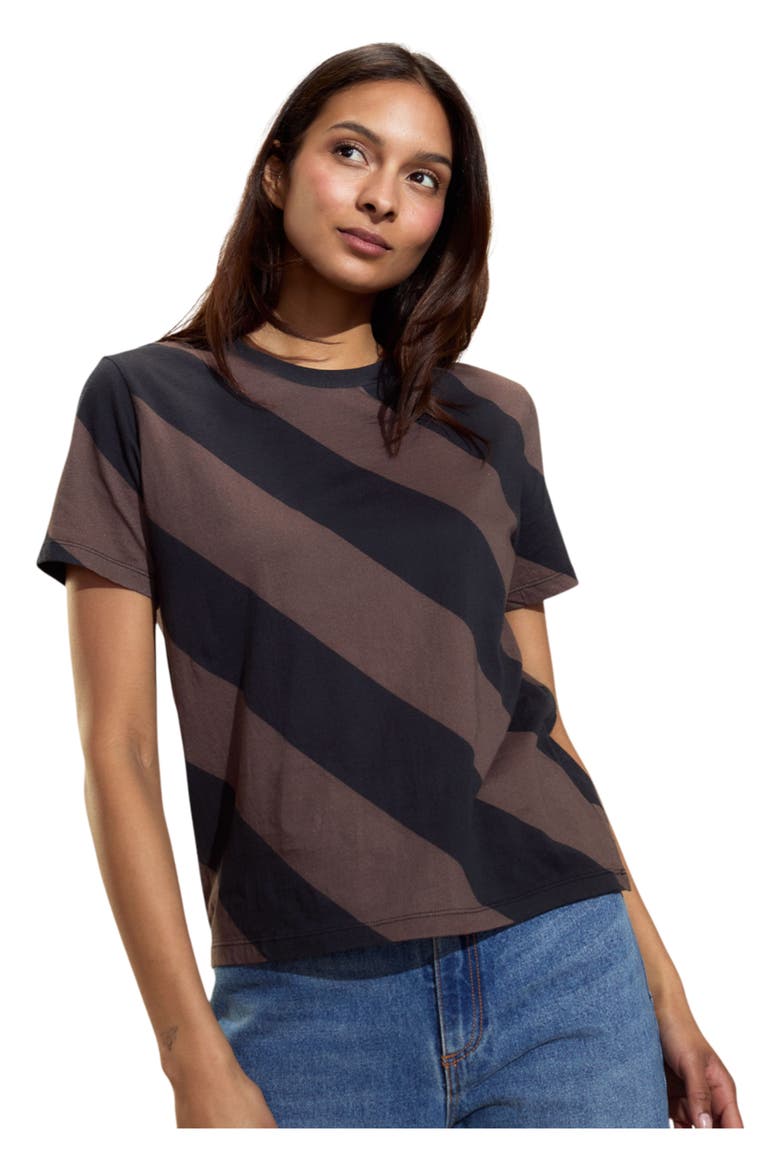 Diagonal Stripe Tee, Main, color, Black/Brown