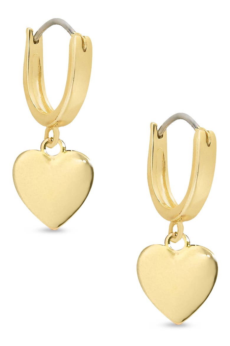 Kids' Heart Drop Hoop Earrings, Main, color, GOLD