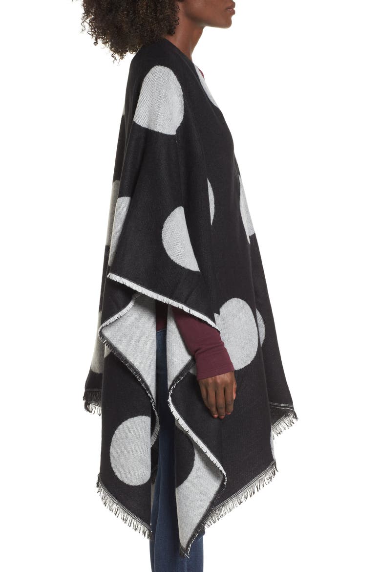 Polka Dot Ruana, Alternate, color, BLACK/ IVORY