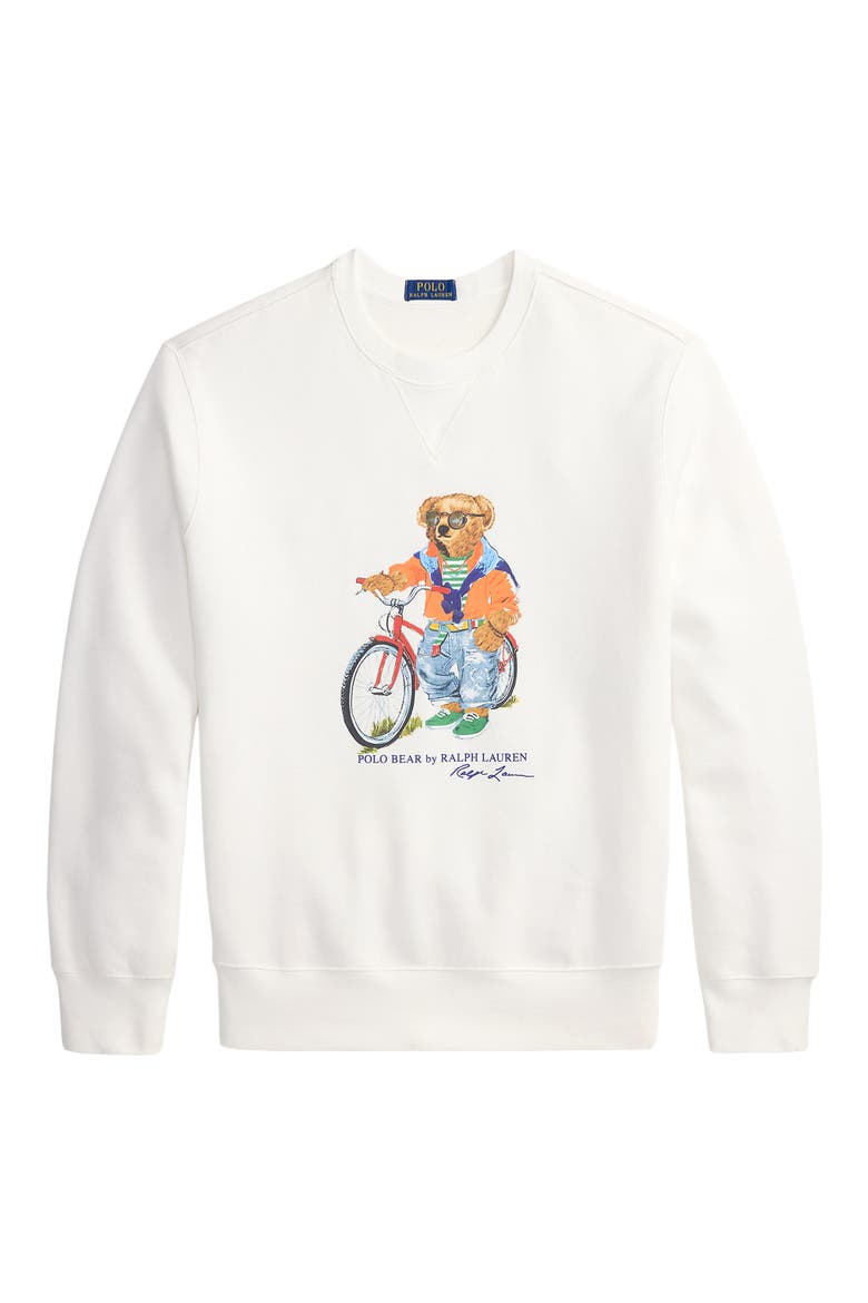 Polo Bear Fleece Graphic Sweatshirt, Alternate, color, WHITE- SUMMER BEAR
