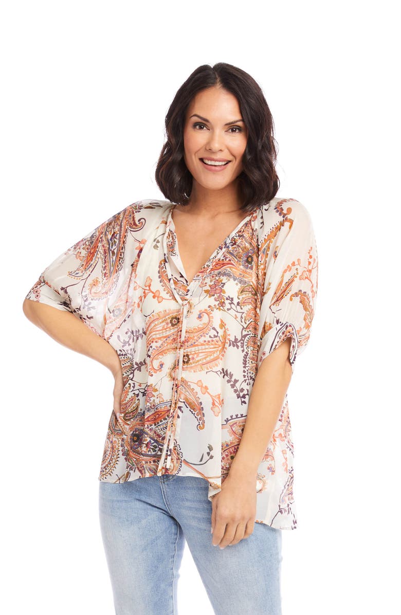 Karen Kane Tie Neck Peasant Top, Alternate, color,