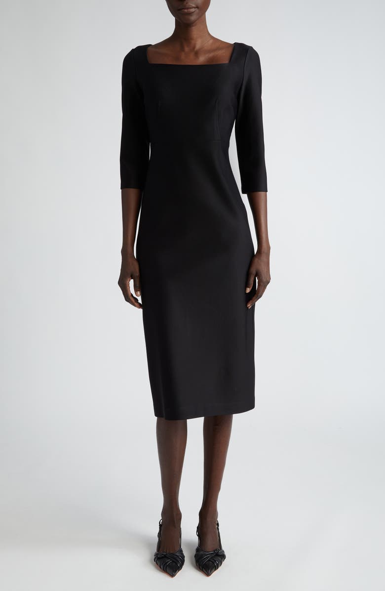 St. John Collection Square Neck Interlock Sheath Dress, Main, color, 