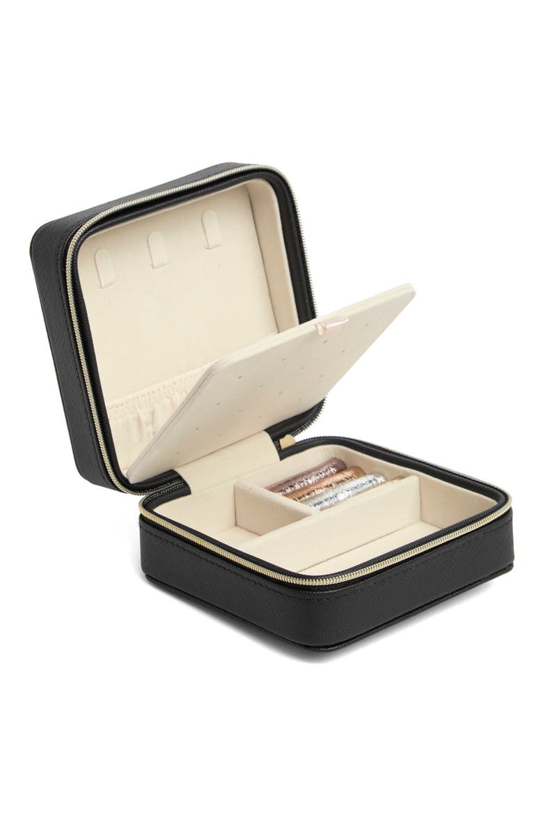 Initial Square Zip Travel Case, Alternate, color, X- BLACK- GOLD