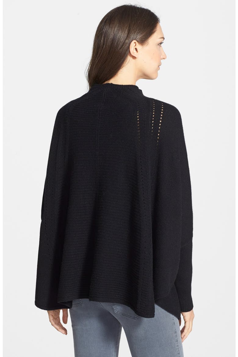 Cashmere Placed Cable Poncho, Alternate, color, BLACK