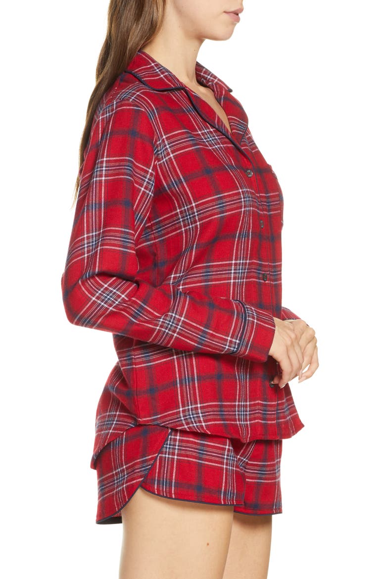 Milo Flannel Short Pajamas, Alternate, color, CHILI PEPPER PLAID