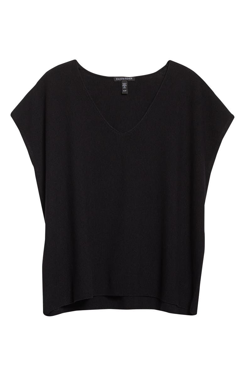 Eileen Fisher Boxy V-Neck Organic Cotton & Linen Knit Top, Alternate, color, 