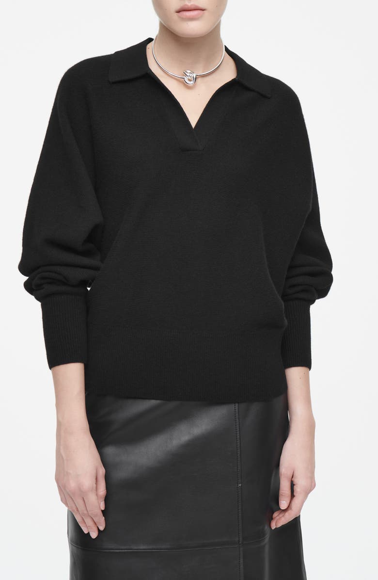 COS Blouson Long Sleeve Wool Polo Sweater, Main, color,