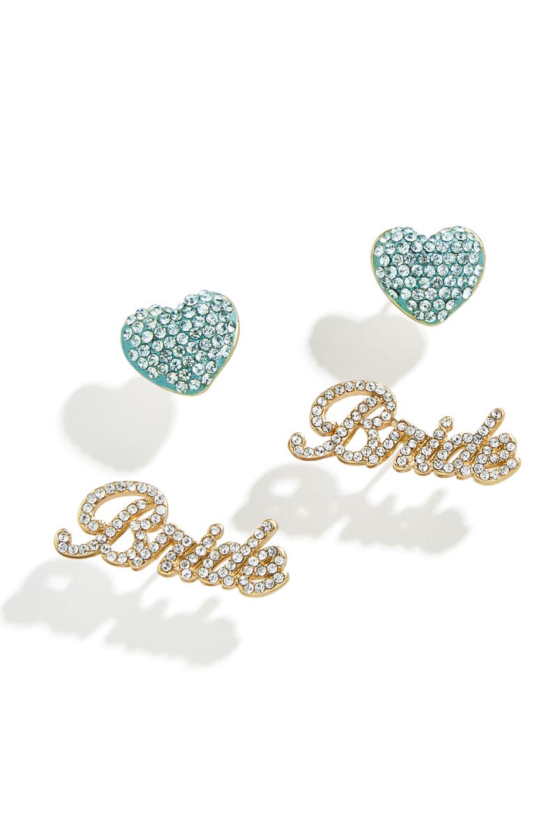 BaubleBar Bride & Heart Stud Earring Set, Main, color,