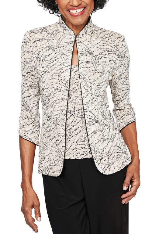 Alex Evenings Foiled Print Twinset in Beige at Nordstrom, Size Medium