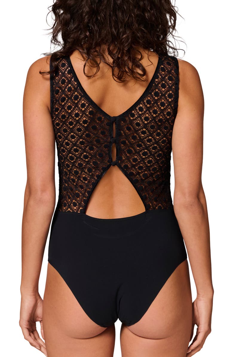 Simone Perele Apolline Sheer Lace & Microfiber Teddy, Alternate, color, 