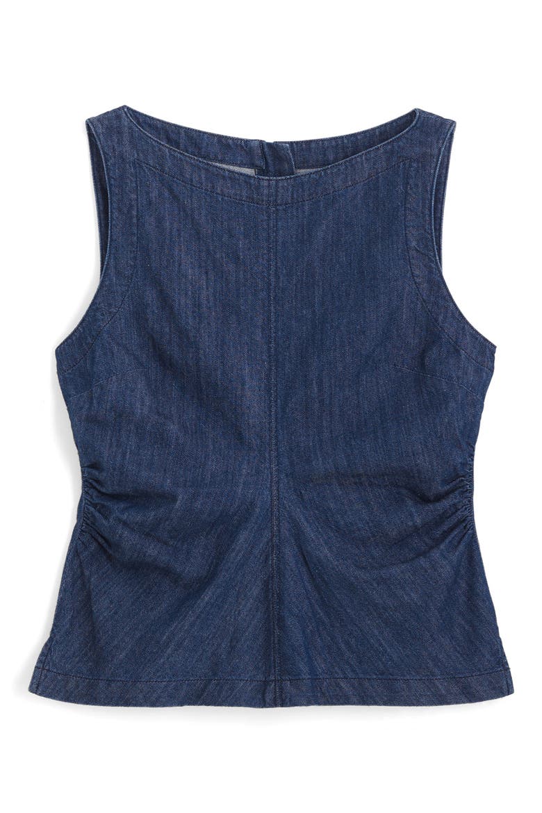 Ruched Denim Shell Top, Alternate, color, LIGHT RINSE