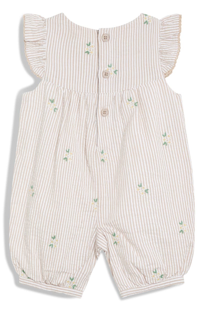 JOJO MAMAN BEBE Daisy Embroidery Cotton Seersucker Romper, Alternate, color, Natural