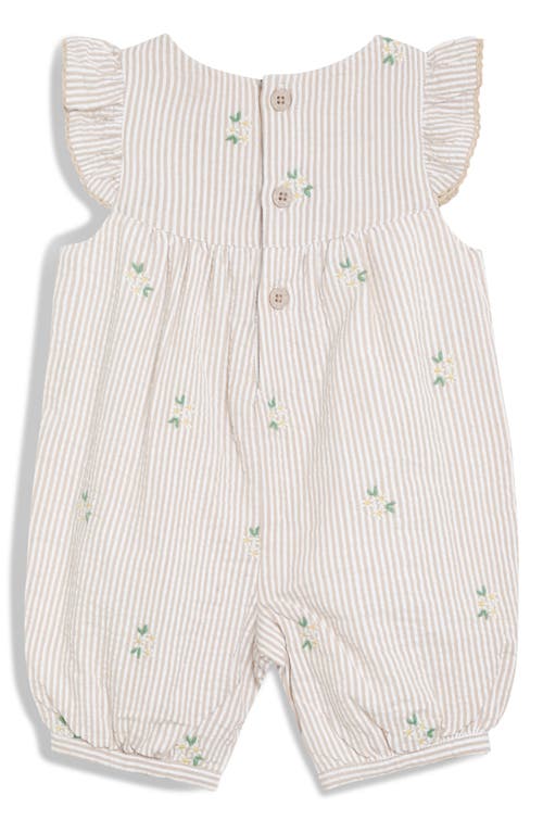 Jojo Maman Bébé Jojo Maman Bebe Daisy Embroidery Cotton Seersucker Jumpsuit In Natural