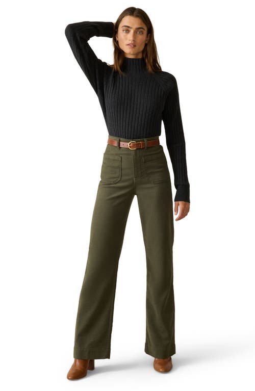 Faherty Jackson Mock Neck Cotton Blend Rib Sweater In Black