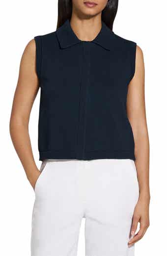 Stretch Cotton Blend Zip Sweater Vest