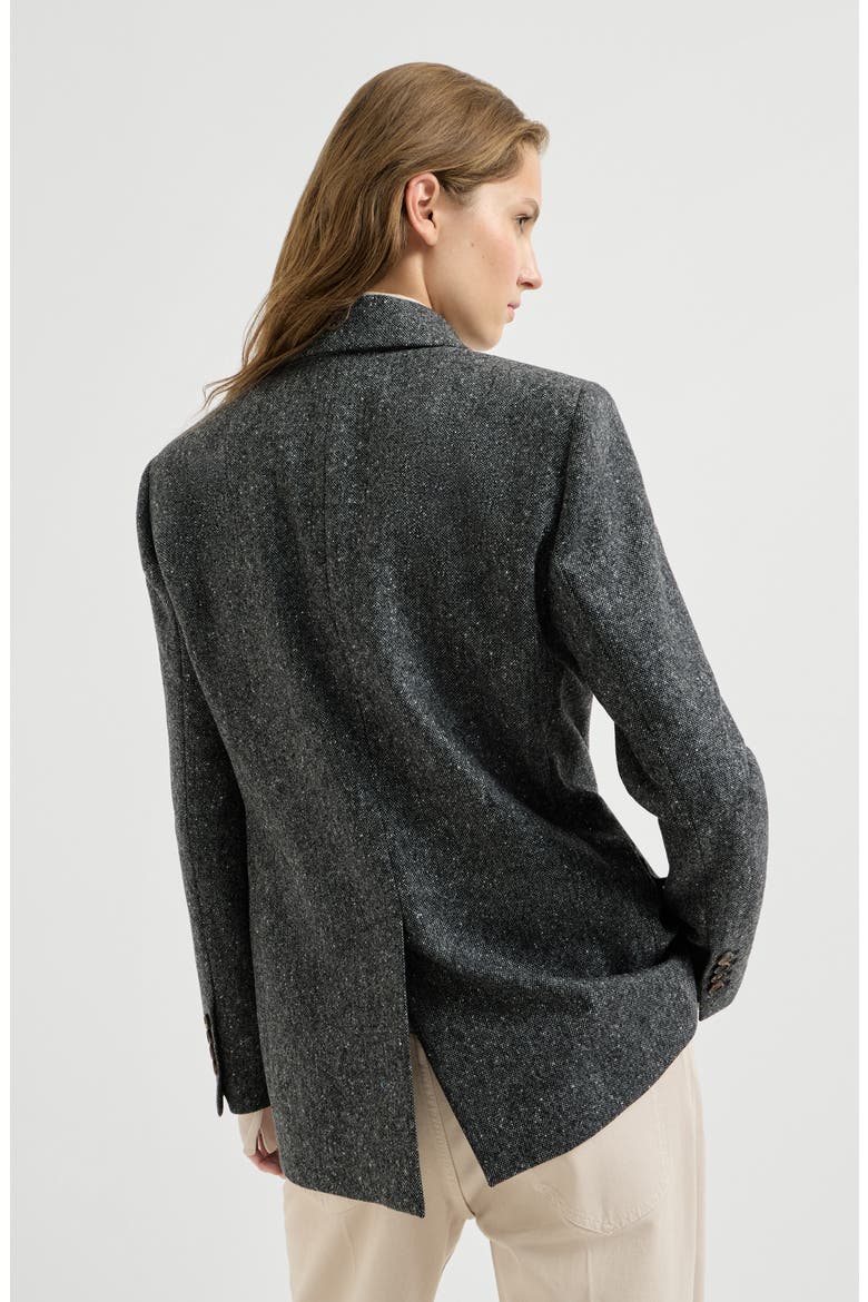 Virgin wool donegal blazer with monili, Alternate, color, Anthracite