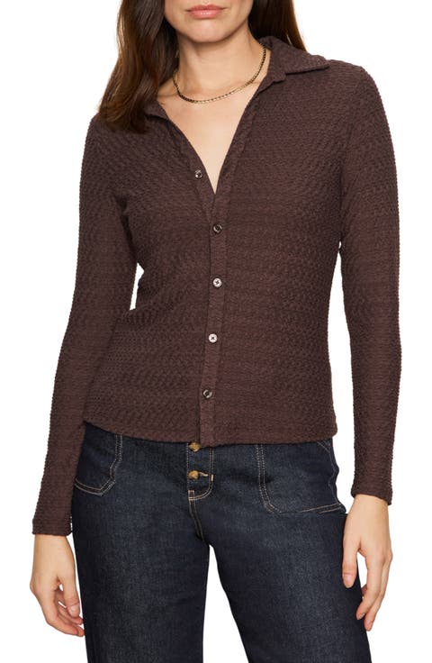 Dreamgirl Textured Knit Button-Up Shirt (Regular & Petite)